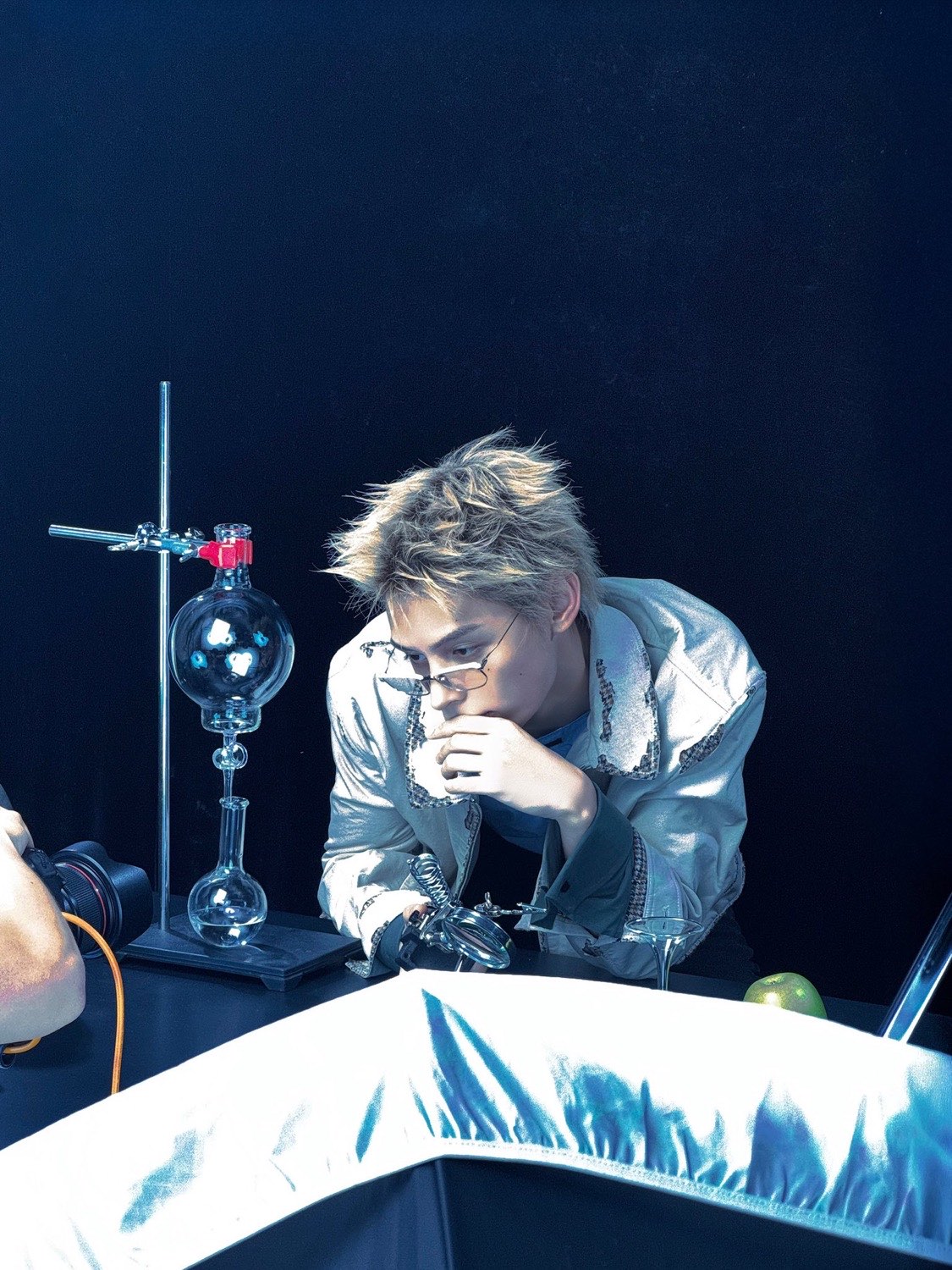 James of CORTIS in the laboratory set for the Art and Science concept